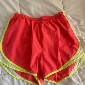 Womens Neon Nike shorts with drawstring